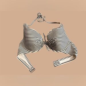 H&M Navy and White Striped Bikini Top, Size 38D